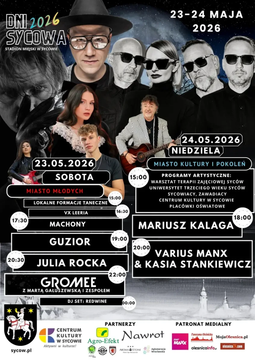 Dni Sycowa 2026 – Guzior, Julia Rocka, Gromee i Varius Manx z Kasią Stankiewicz. Sprawdź pełny program