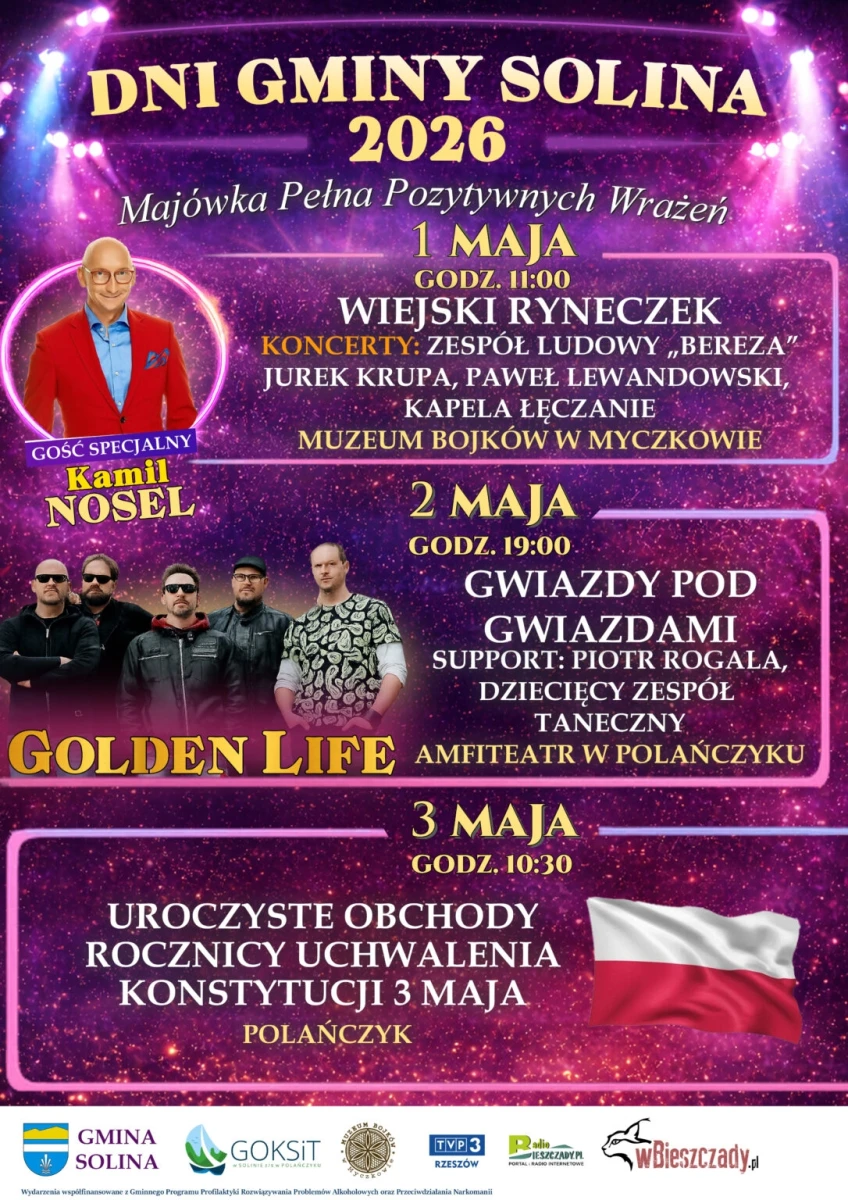Dni Gminy Solina 2026. Golden Life, Kamil Nosel i majówka pełna atrakcji w Połańczyku