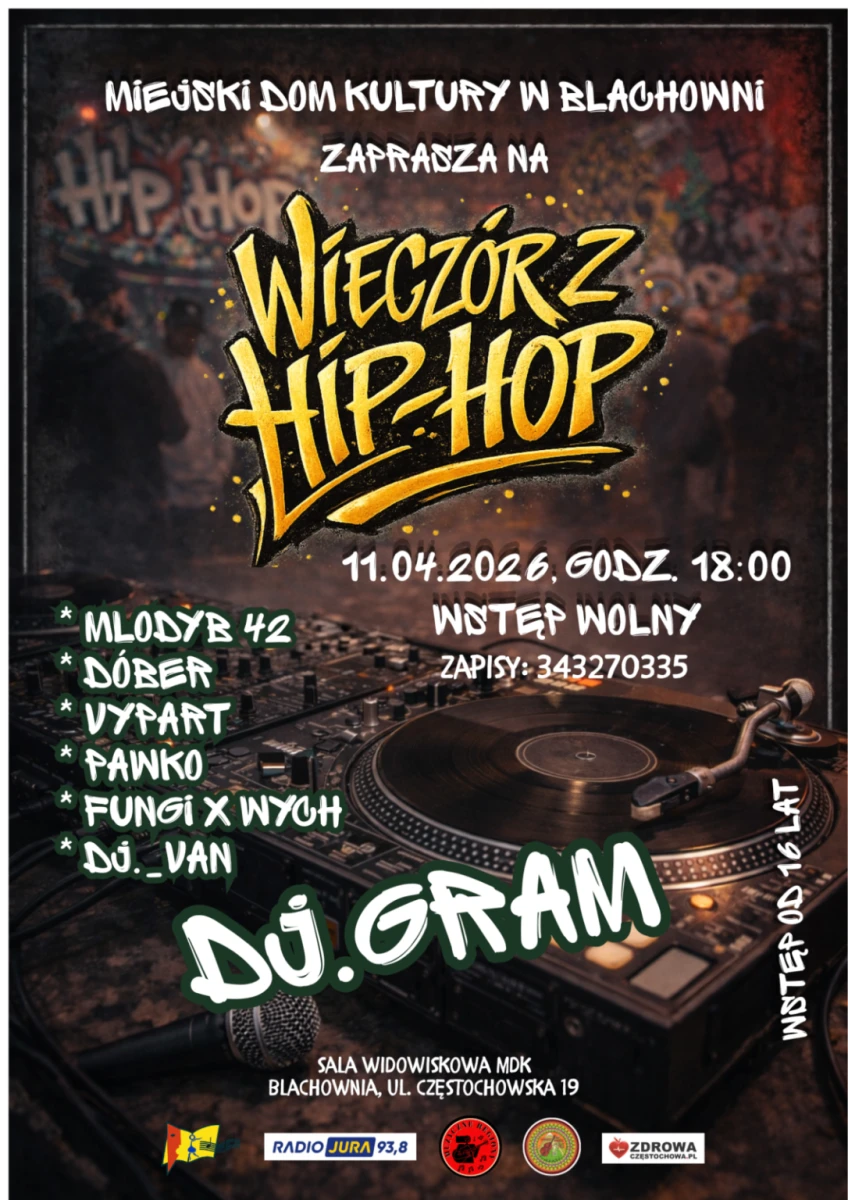 Wieczór z Hip-Hop w Blachowni 2026 – DJ Gram, Młody B42 i inni w MDK