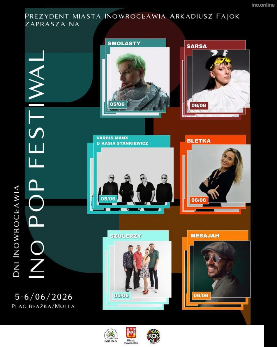 Ino Pop Festival 2026 w Inowrocławiu – Smolasty, Sarsa i Varius Manx zagrają na Dniach Inowrocławia