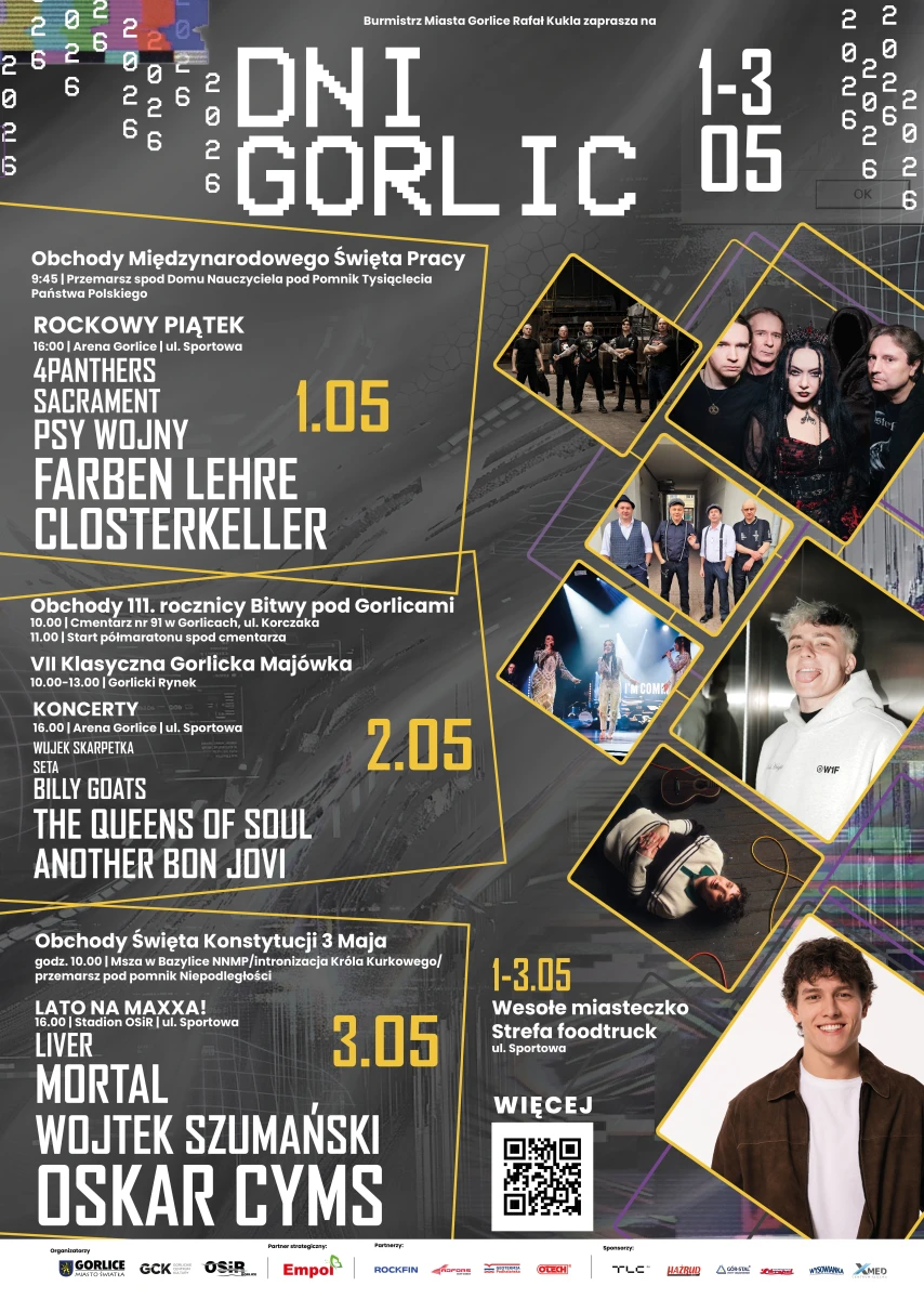 Dni Gorlic 2026 – Oskar Cyms, Wojtek Szumański, Farben Lehre i Closterkeller. Program majówki