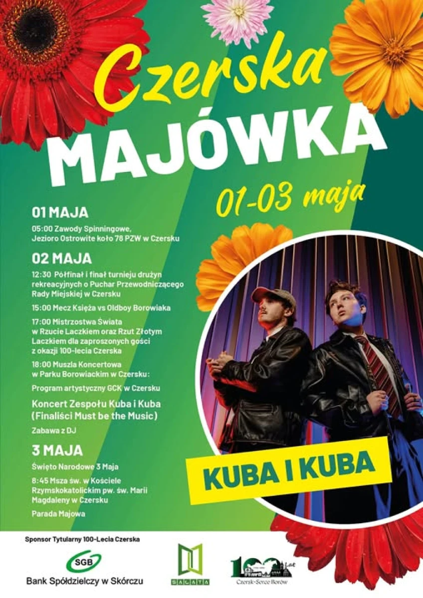 Czerska Majówka 2026 – Kuba i Kuba gwiazdą wydarzenia. Program imprezy 1–3 maja w Czersku