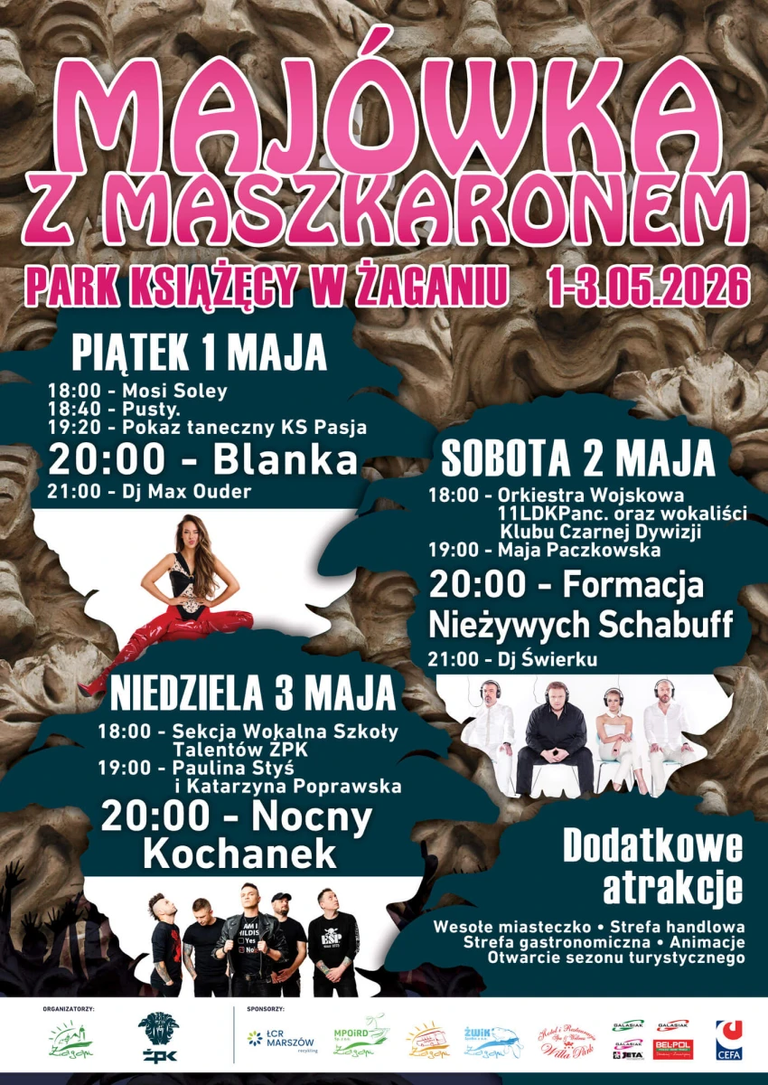 Majówka z Maszkaronem 2026 w Żaganiu – Blanka, Nocny Kochanek i Formacja Nieżywych Schabuff. Sprawdź program
