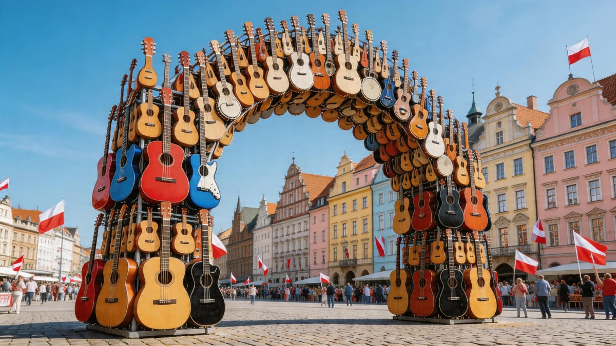 Brama z gitar na Gitarowy Rekord Świata 2026. Przynieś stary instrument i odbierz bilety