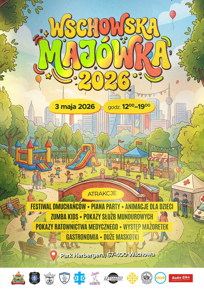 Wschowska Majówka 2026 – rodzinne atrakcje w Parku Herbergera. Program, godziny i atrakcje dla dzieci