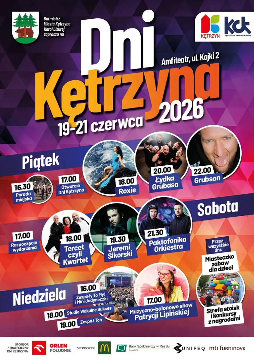 Dni Kętrzyna 2026: Roxie, Grubson, Paktofonika Orkiestra i Łydka Grubasa. Sprawdź program koncertów