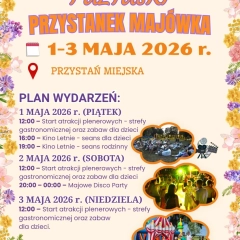 Pułtuski Przystanek Majówka 2026 – kino plenerowe, disco party i atrakcje na Przystani Miejskiej